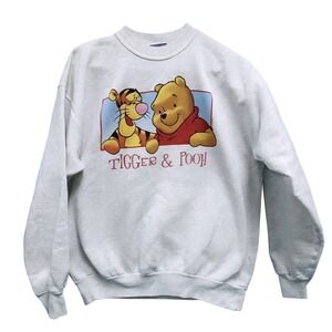 Disney Pooh Vtg Tigger Pooh Graphic Sweatshirt Heather Grey Mens Sz M / L Casual